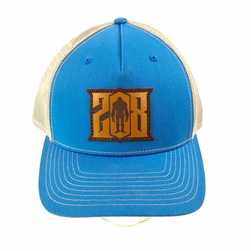 Richardson Hat Cap Snap Back One Size Blue Gray Trucker Mesh Bigfoot Patch Mens